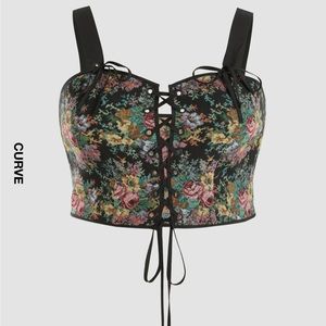 Floral Lace Up Tank Top Curve & Plus